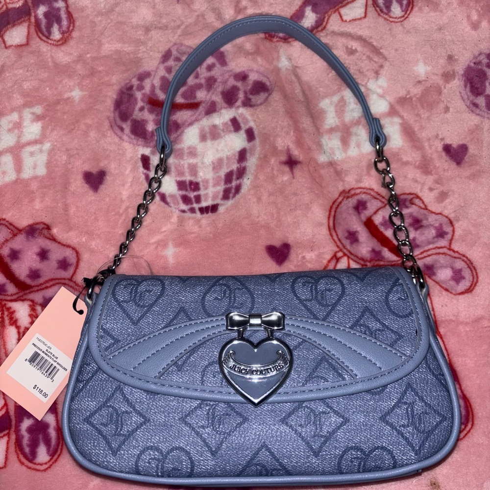 Juicy Couture Slate Blue Precious Moments Flap Shoulder